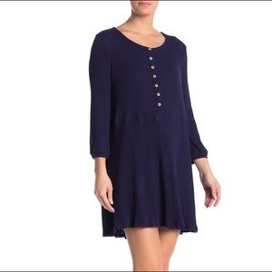Blu Pepper Long Sleeve Babydoll Dress Scoop Neck